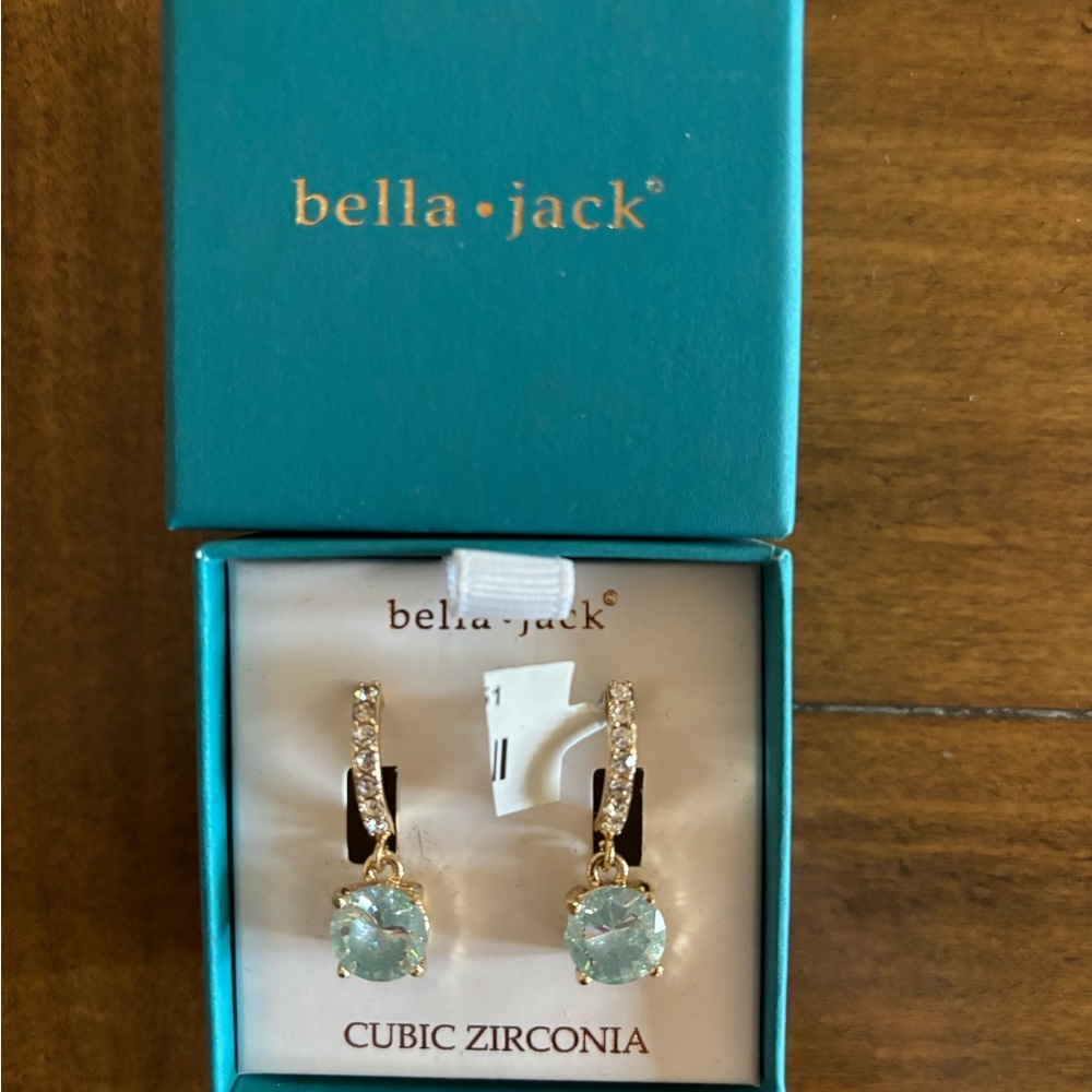 Gold and Turquoise Cubic Zirconia Earrings